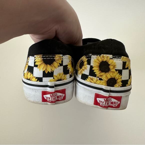 Vans Checker Flower Sunflower Slip On Skate Sneakers - Picture 5 of 8